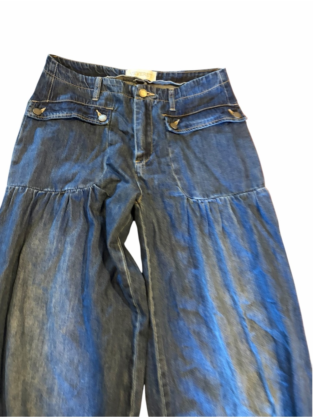 VERVET Drawstring Hem Balloon Leg Jeans Cargo Pockets - Picture 5 of 9